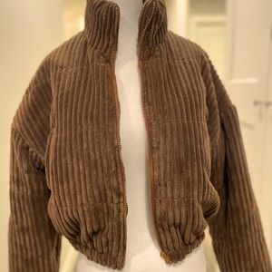 Crop corduroy design jacket (rust brown color)